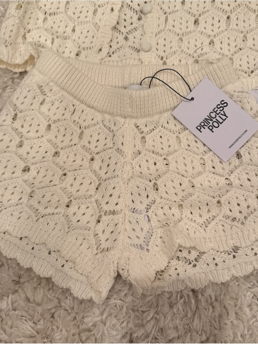 Princess Polly Cream Crochet Short Set - Picture 2 of 5